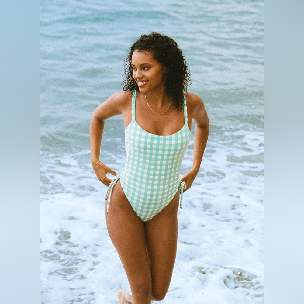 Vitamin A Green Gingham One Piece Swimsuit